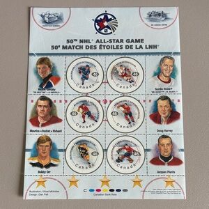 NHL All-Star Game Collectible Stamp Sheet with Iconic Players
